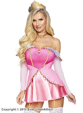 Prinzessin Aurora aus Dornröschen, Kostüm-Kleid, Strasssteine, Pailletten, off shoulder, Stulpenärmel